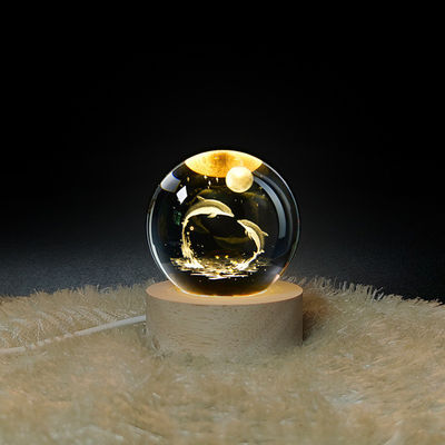 Kristalllampe USB Licht 3D Kunst Kristallkugel Helles Glas Nachtlicht Tischlampe