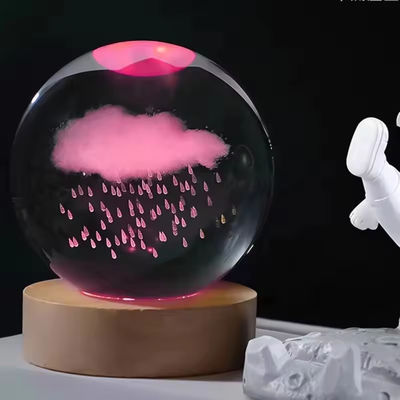 Farbenfrohe Beleuchtung Dekoration USB Leuchtstoff 3D Kunst Kristallkugel Glas Nachtlicht Tischlampe