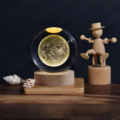 Kristalllampe USB Licht 3D Kunst Kristallkugel Helles Glas Nachtlicht Tischlampe