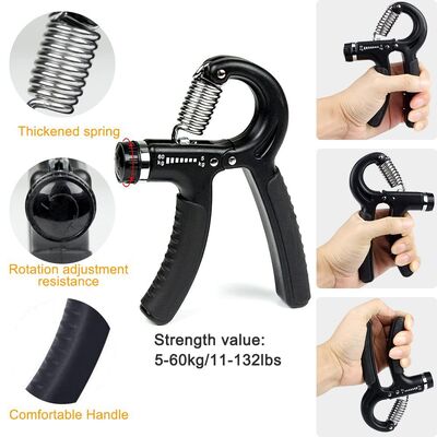 Schwarzes 5-teiliges Handgriff-Trainingsset, verstellbarer Handgreifer, Fingertrainer, Griffring, Stressabbau-Ball für Unterarm- und Fingerkraft