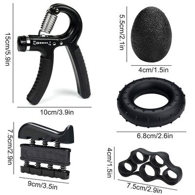Handgrip Stärker Kit 5 Pack Schwarz Verstellbarer Grip Trainer Finger Exerciser Grip Ring Und Stress Ball Für Hand Handgelenk Und Unterarm Training