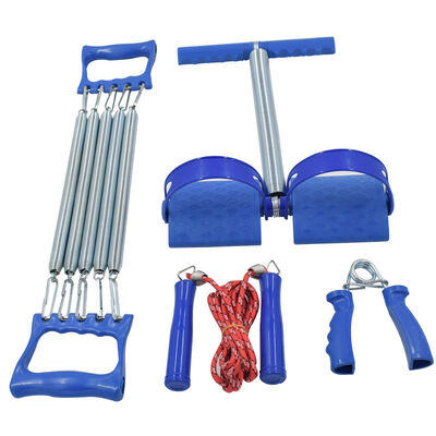 Multifunktionales Fitness-Set mit Federfuß Pedal Widerstandsband Holzgriff Sprung Seil Griff Stärker und Muskeltraining Vierteils-Set