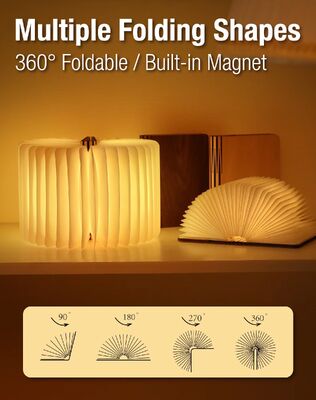 Lesebuch Form Licht Custom Portable LED Buchlicht Klappbuchlicht Mit USB-Ladung Holzdeckel Nachtlicht