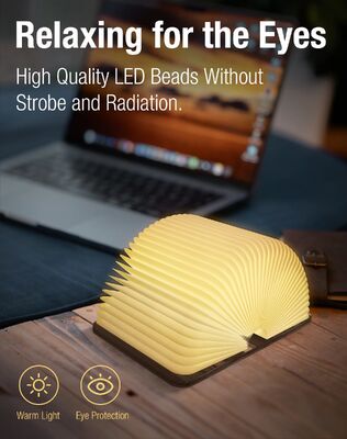 Lesebuch Form Licht Custom Portable LED Buchlicht Klappbuchlicht Mit USB-Ladung Holzdeckel Nachtlicht