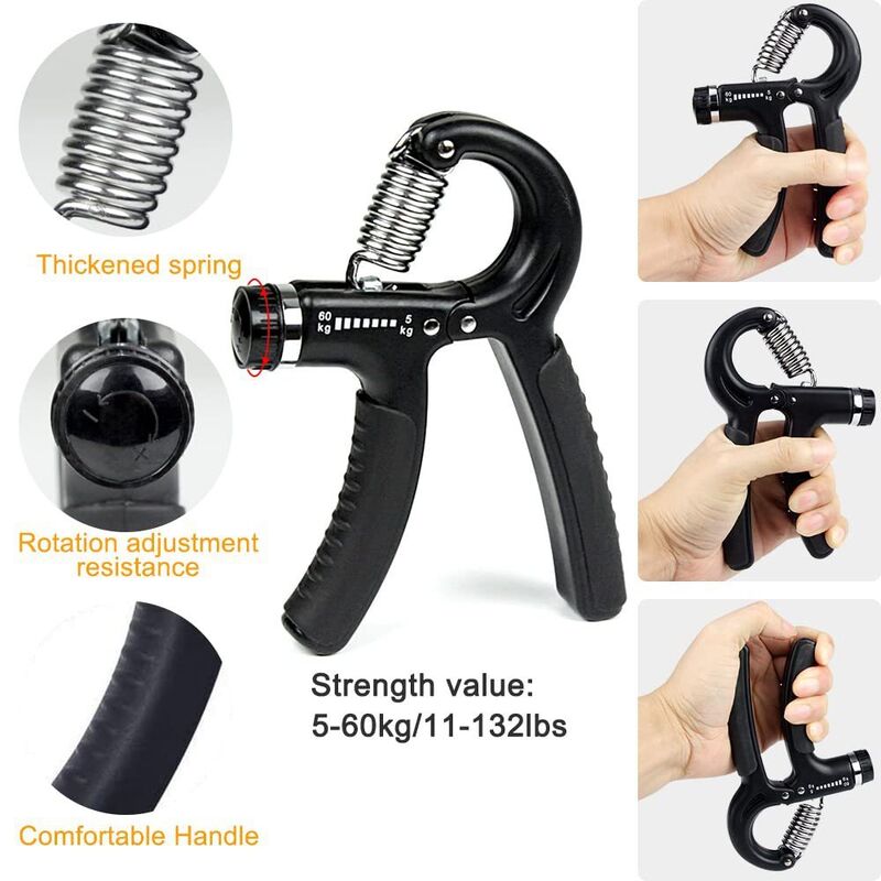 Fünfstückiger Handgrip-Training Kit Schwarz Verstellbarer Handgripper Finger Stretcher Grip Ring Und Stress Ball Für Handstärke Und Flexibilität